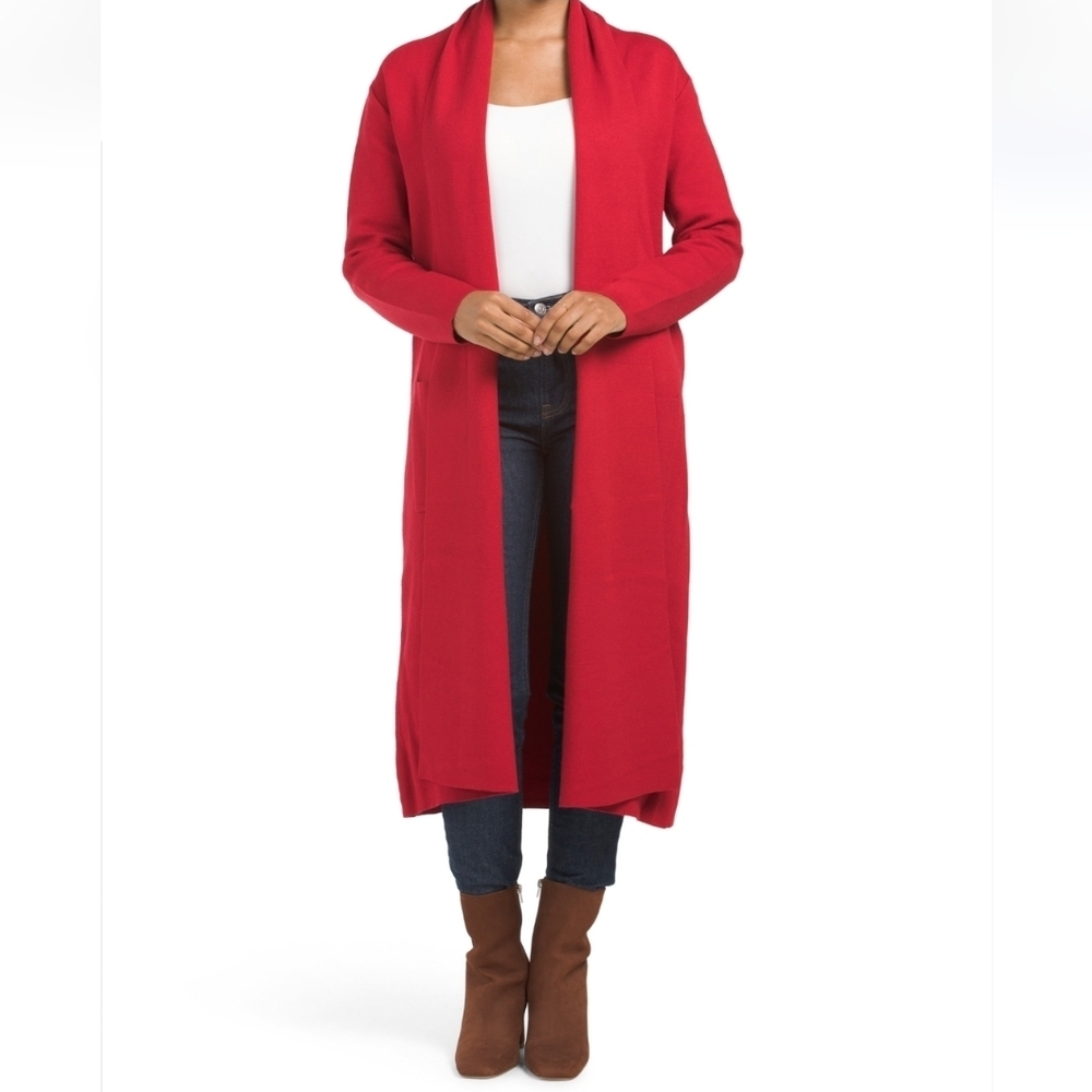 Max Sport Red Knit Long Cardigan Sweater
